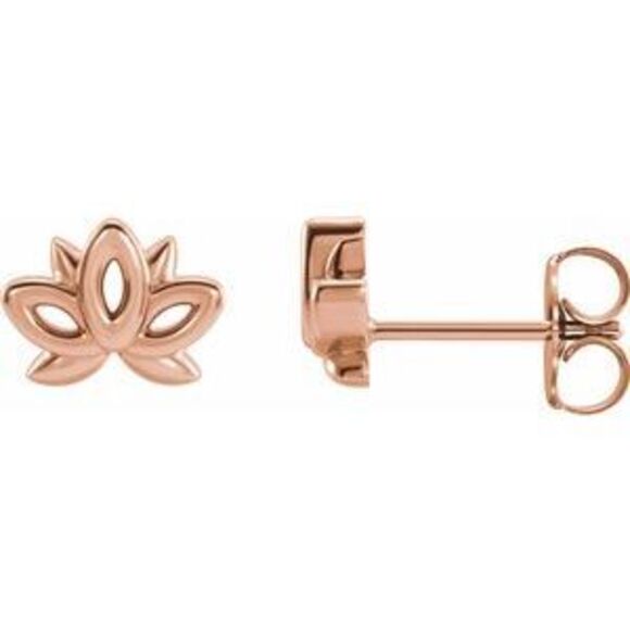 Kazi Luxury 14K Rose Gold Lotus Earrings